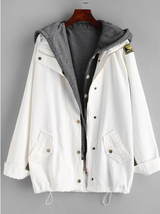 Two-piece denim hooded jacket