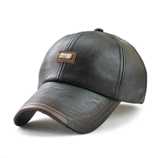Men's leather baseball cap