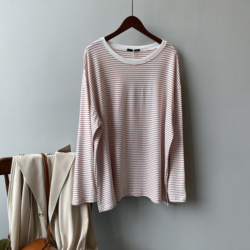 Striped top with split T-shirt
