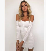 Sexy Off Shoulder Long Sleeve Slim Bodycon Party Dress