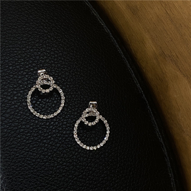 Micro Pave Zircon Front and Back Circle Stud Earrings