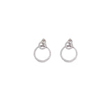 Micro Pave Zircon Front and Back Circle Stud Earrings