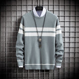Striped Round Neck Slim Youth Casual Bottoming Sweater