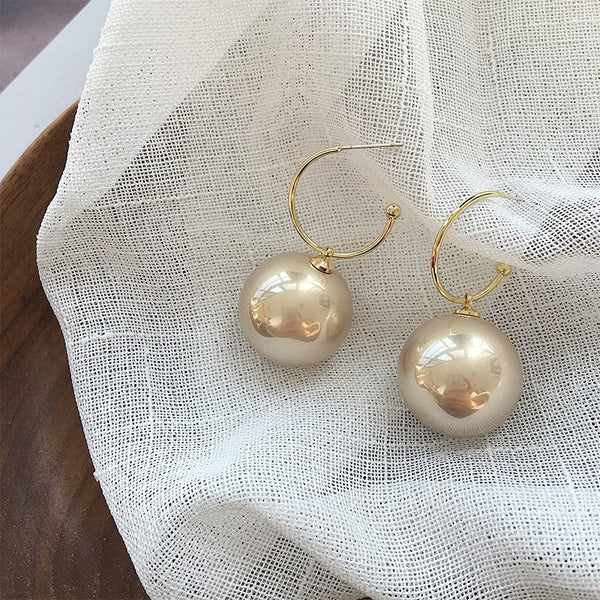 Silver Post Champagne Pearl Earrings