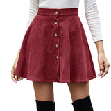Retro Corduroy High Waist Skirt
