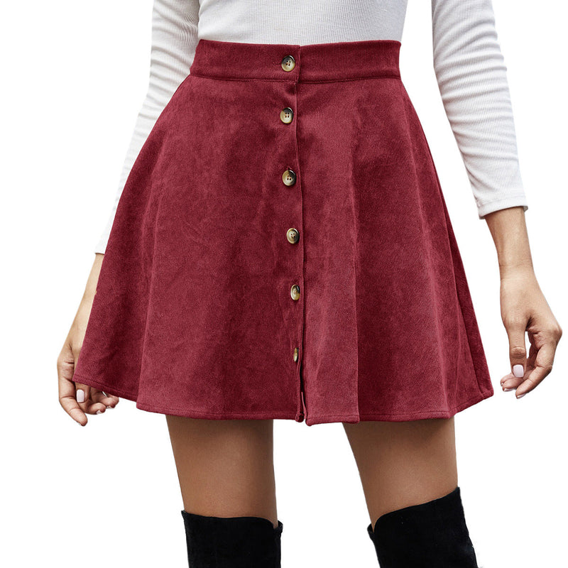 Retro Corduroy High Waist Skirt
