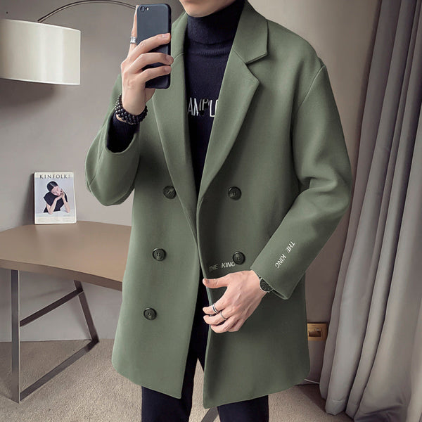 Woolen Coat Double-Breasted Mid-Length Coat