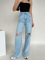 Ripped Wide-leg Jeans
