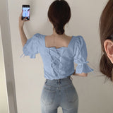 Lace-up Top Clavicle Back