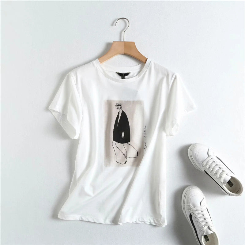 Outline Pattern Printed T-shirt