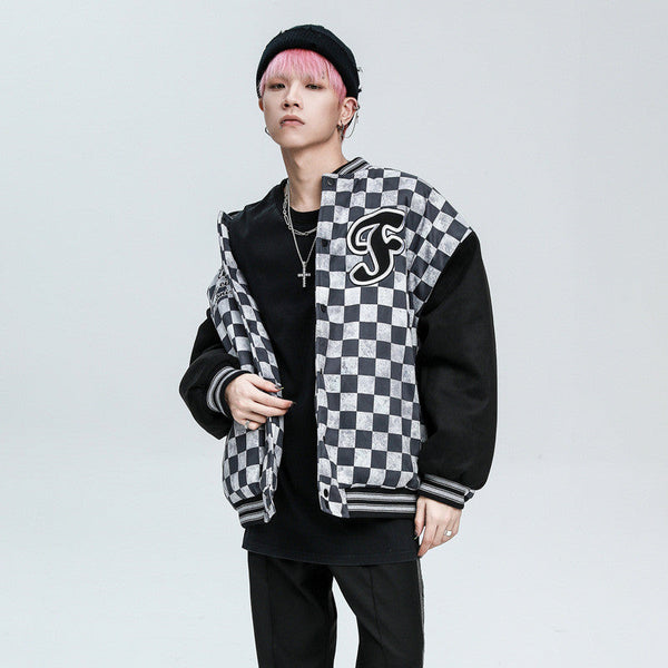 Plaid Casual Cotton Jacket Thickened Quilted Baseball Uniform