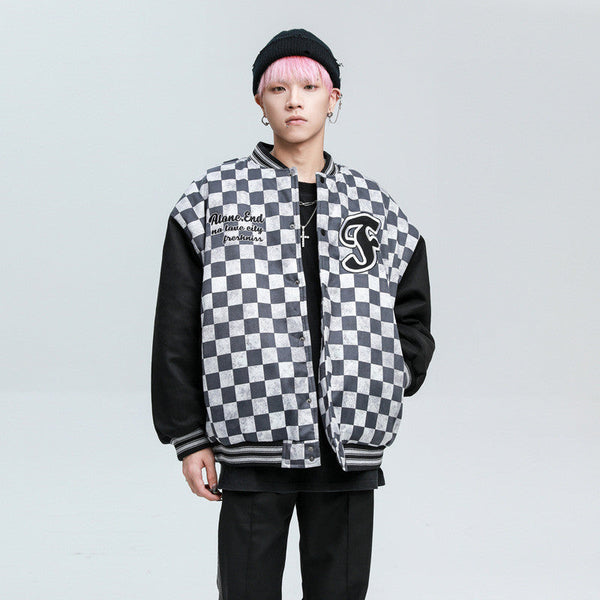 Plaid Casual Cotton Jacket Thickened Quilted Baseball Uniform