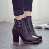 British retro thick with belt buckle boots