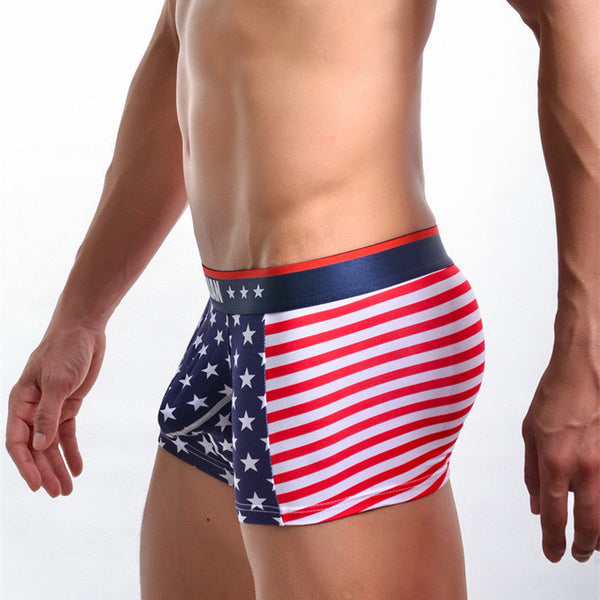 American flag printed ribbed boxers for men