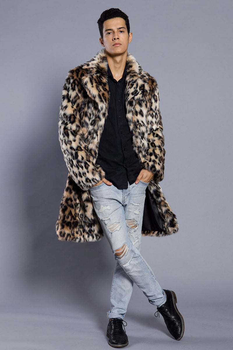 Leopard Fur Men's Suit Warm Coat Men