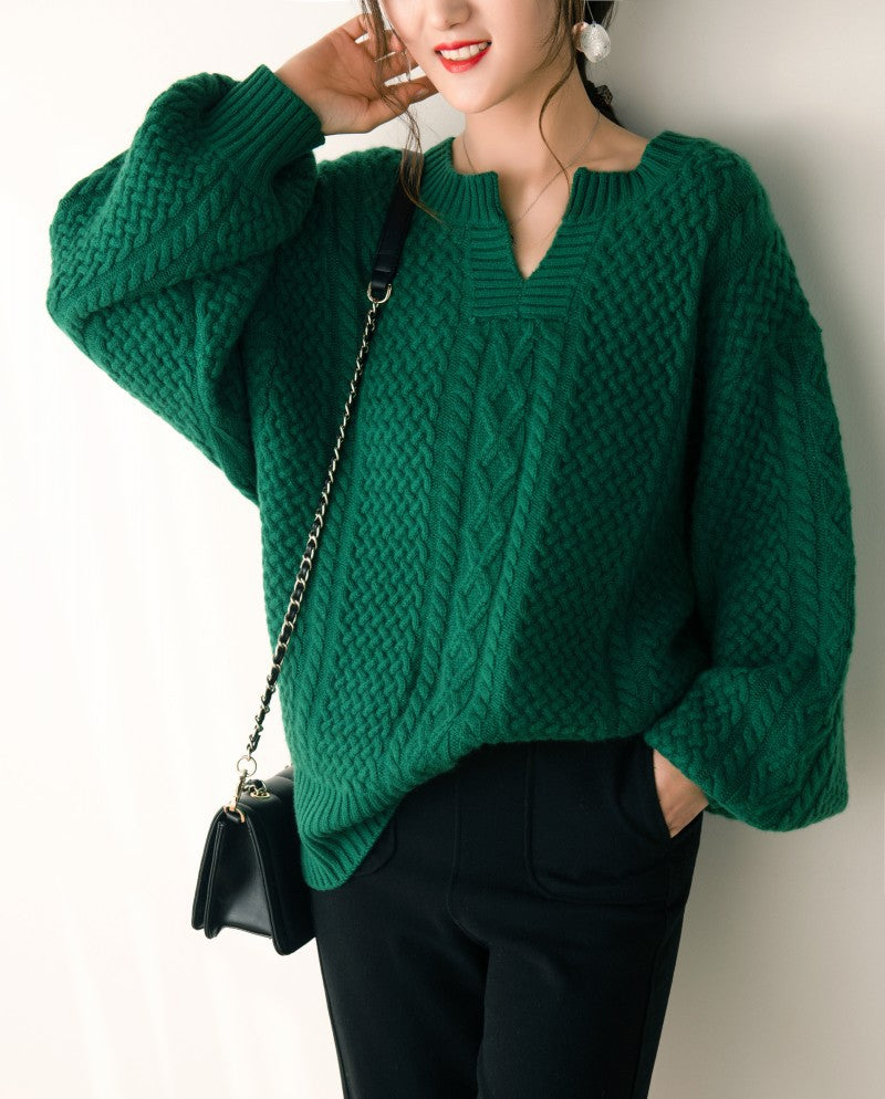 Emerald retro lazy sweater