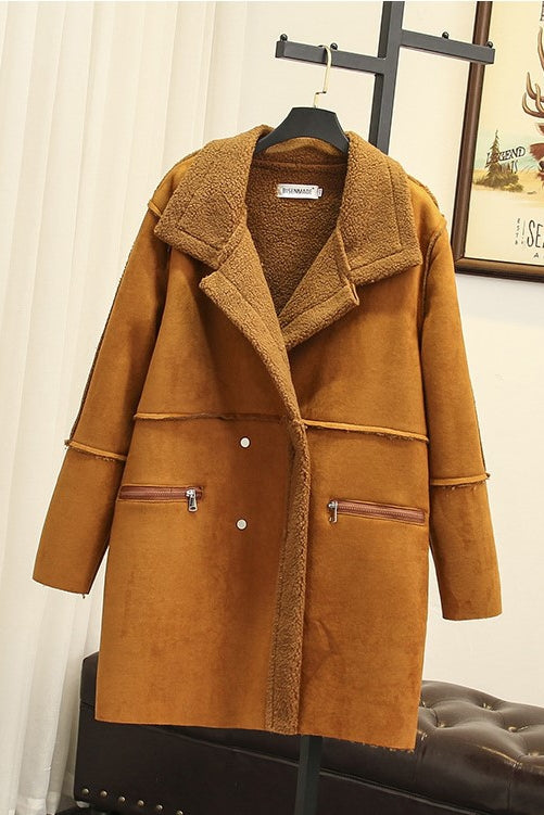 Mid-Length Suede Coat