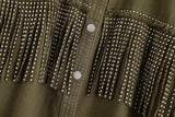 Jacket with fringed rivets