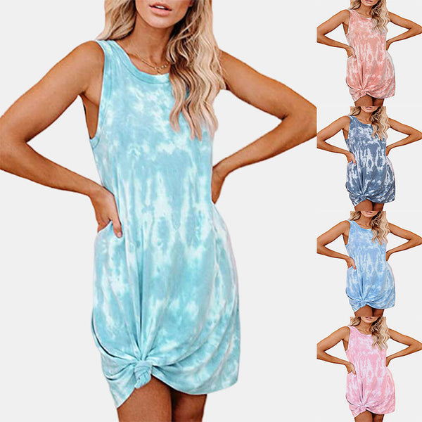 Women's Tie-Dye Print Swimsuit Beach Cover Up Dress