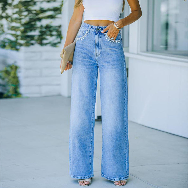Loose Washed Denim Trousers