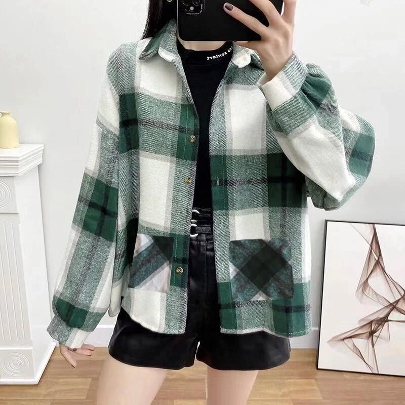 Loose Casual flannel Shirt Jacket