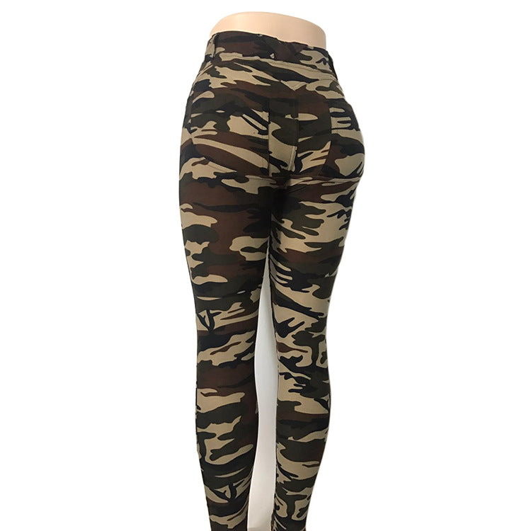 Peach hips slim camouflage printed yoga pants sports leggings women