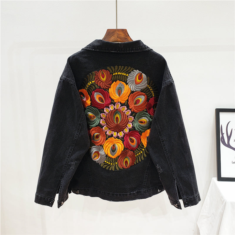 Women's embroidered denim jacket