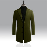 Slim-fit mid-length woolen trench coat