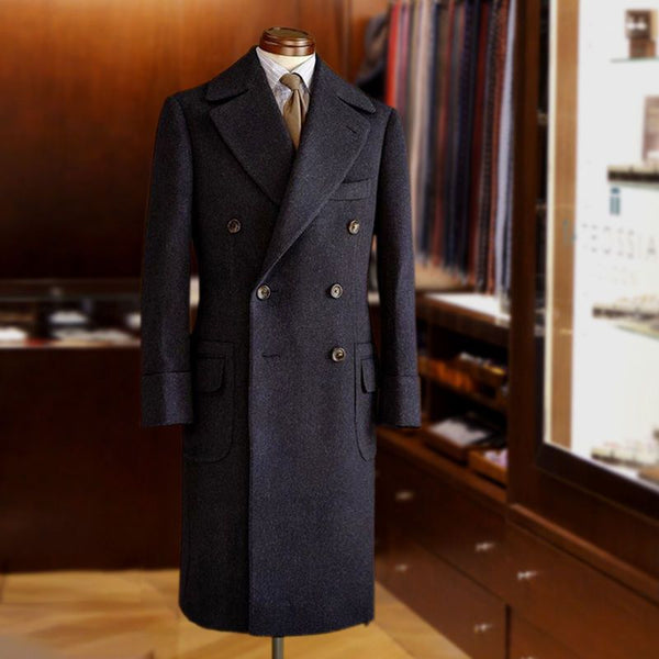 Vintage Woolen Coat Polo Business Long overcoat men