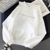 Hooded Letter Sweater Solid Color women