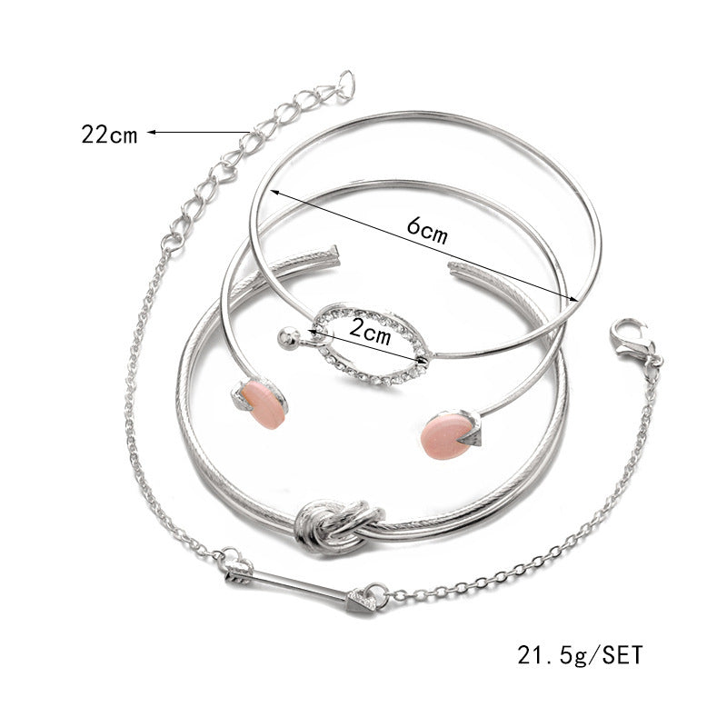 Knot Round Crystal Gem Multilayer Adjustable Bracelet