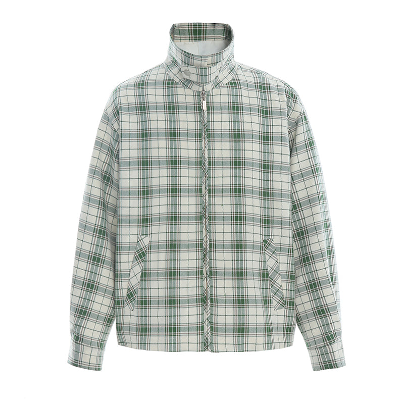 Green Plaid Fabric casual jacket men