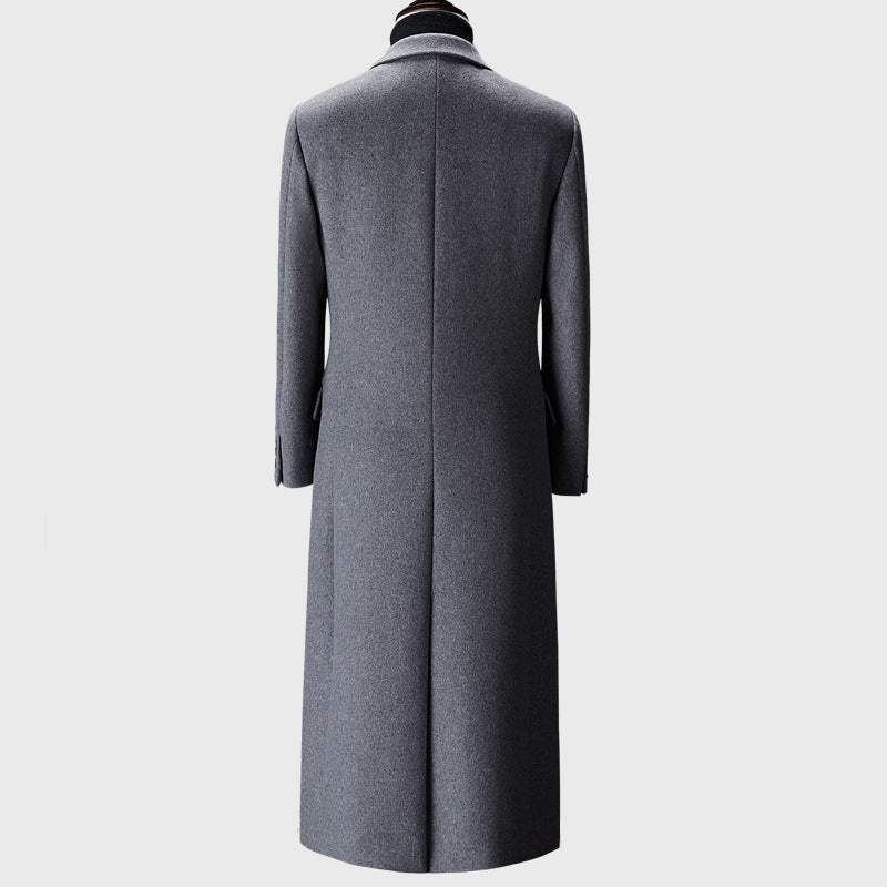 Men's long woolen trench coat