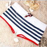 sexy lace-up striped men's slim swimming shorts