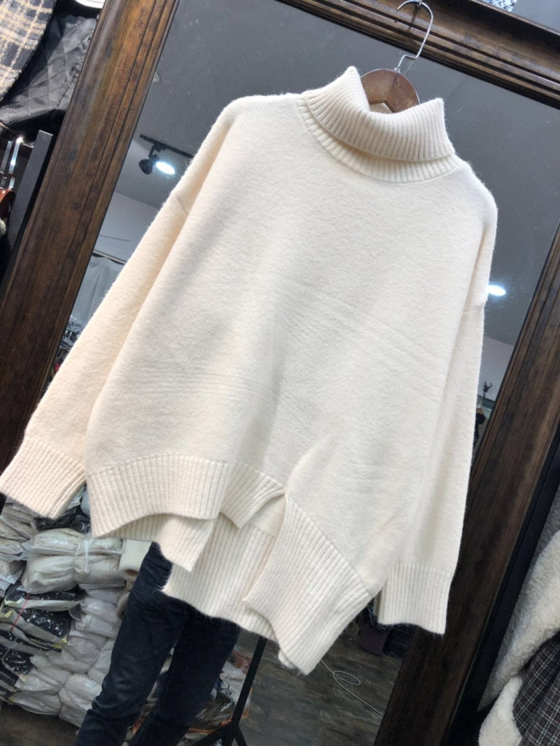 Turtleneck Cut Slit Sweater