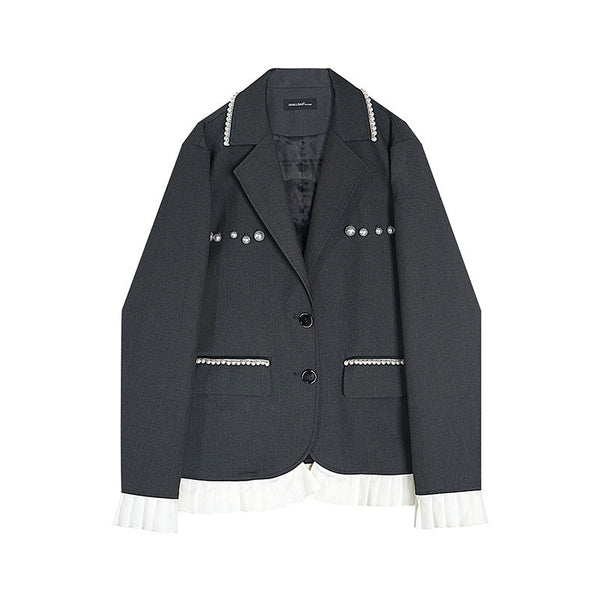 Gray Lace Long Sleeve Loose Jacket