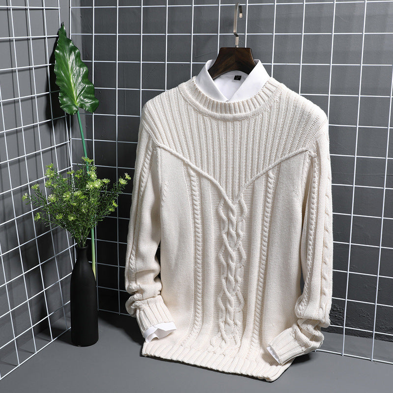 Men's  Round Neck Jacquard Sweater