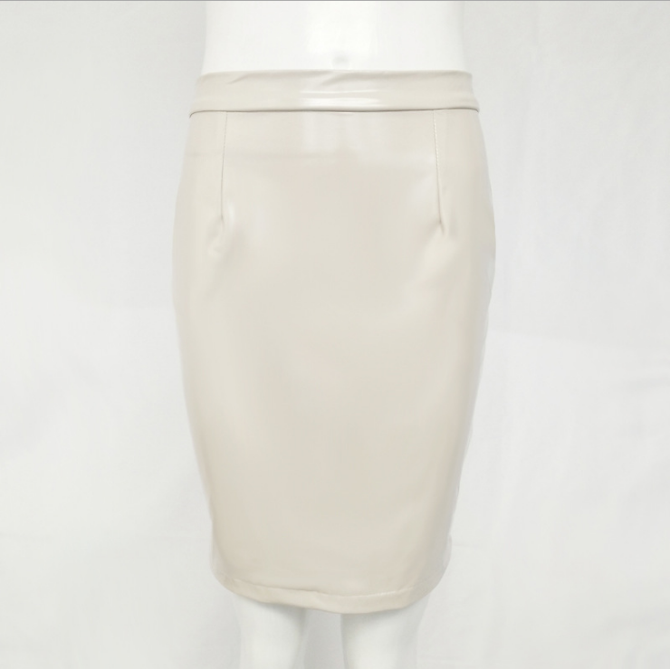 High waist bag hip zipper PU skirt