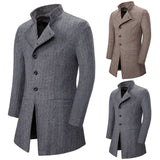 Medium Length Men's Windbreaker Casual Woolen Coat