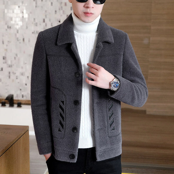 Thickened Men's Woolen coat Trend Mink Woolen Jacket