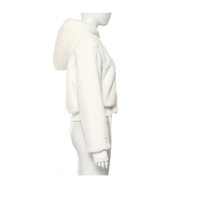 Short plush coat loose hooded top