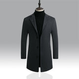 Slim-fit mid-length woolen trench coat
