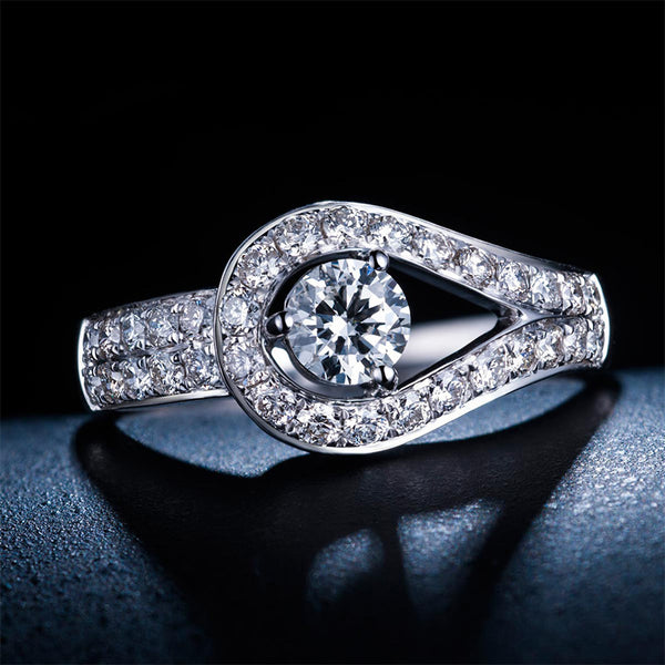 Diamond Zircon Adjustable Ring