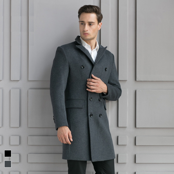 Men's woolen coat slim fit trench coat