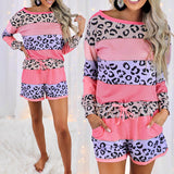 Pajamas With Leopard Print Stitching