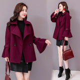 Double-Breasted Trend Stitching Wool Coat