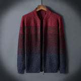 Men's Sweater Jacket With Contrast Stripes