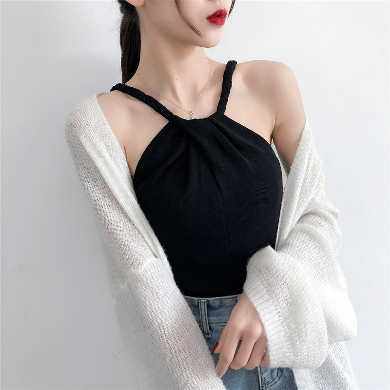 sexy lady Off shoulder Knitted Camisole