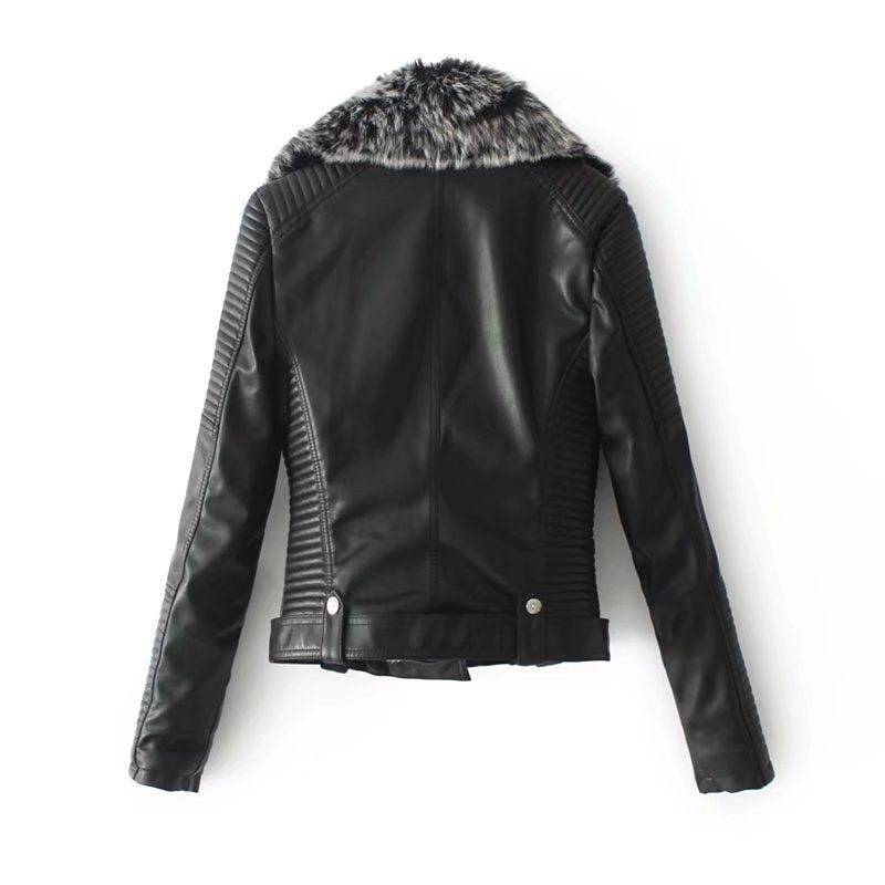 Lamb Hair Thick PU Leather Jacket