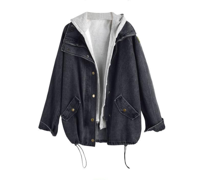 Two-piece denim hooded jacket